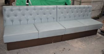 1 x Commercial Seating Bench With a Studded Back Rest and Light Grey Leather Upholstery - Comes in