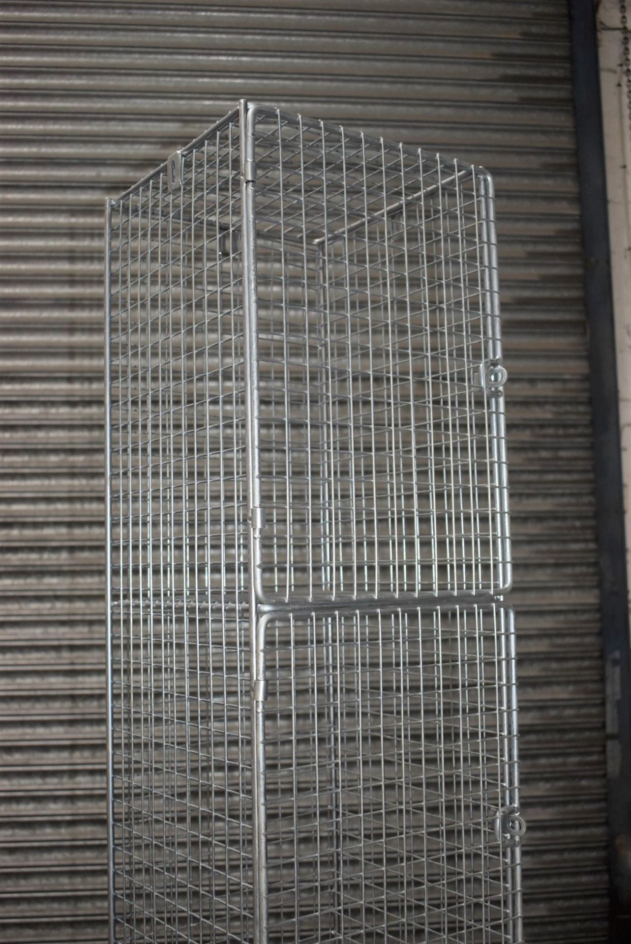 1 x Wire Mesh Cage Lockers With Four Locker Compartments - Dimensions: H193 x W30 x D32 cms - Ref: - Image 5 of 11