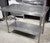 1 x Stainless Steel Prep Table With Undershelf - Dimensions: H90 x D120 x D60 cms