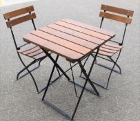 1 x German Kason Natural Kolz Outdoor Bistro Table & Chair Set- Commercial Quality Folding Design!