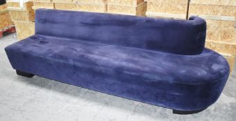 1 x Nomad Designer Sofa With Purple Velvet Upholstery and Right Side Curved Scroll End