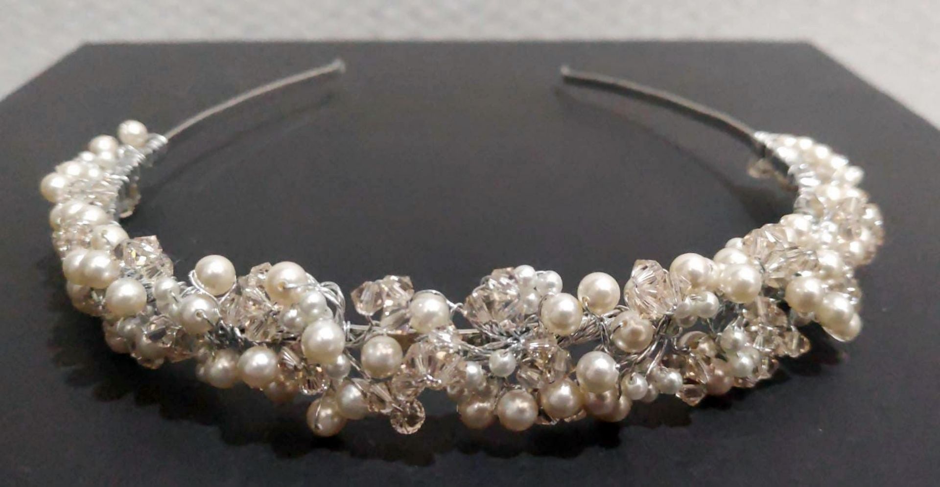 Lot of 2 x LIZA DESIGNS Silver and Pearl Tiaras, Both With Swarovski Elements - New/Unused Stock - Image 4 of 5