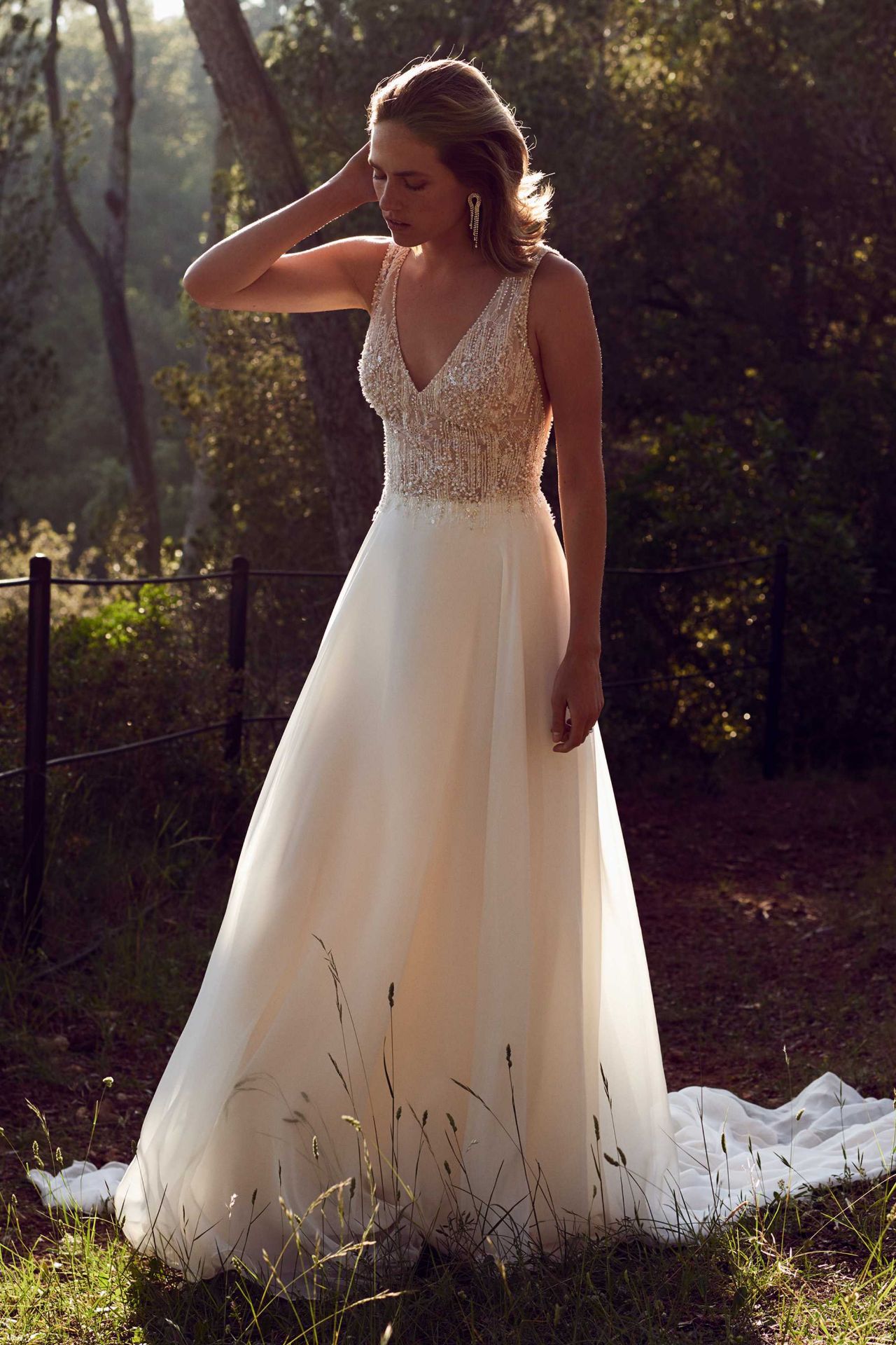 1 x Justin Alexander Designer Wedding Dress With Sheer Beaded Bodice - UK Size 10 - RRP £1,390 - Image 6 of 11