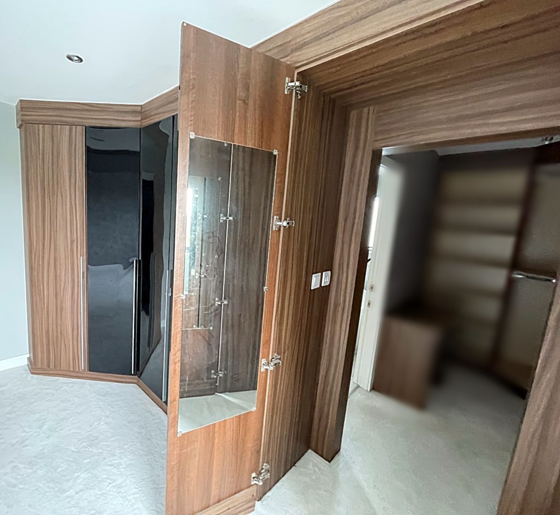 Bank Of Premium Bespoke Fitted Wardrobes With Black Glass Door Frontage - Approx. 4-Metres In Length - Image 3 of 18