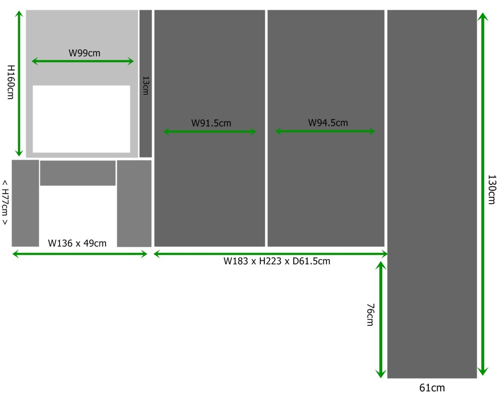 1 x Bank Of Wardrobes And Dressing Table - Ref: FRNT-BD(B)SHG/1stFLR - CL742 - NO VAT - Image 3 of 14