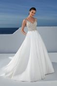 1 x Justin Alexander 'Blanche' Designer Wedding Dress With Beaded Bodice - Size 12 - RRP £1,725