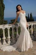 1 x Justin Alexander Beaded Chantilly Lace Fit and Flare Wedding Dress - UK Size 12 - RRP £1,500