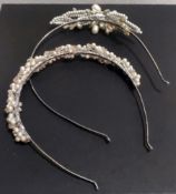 Lot of 2 x LIZA DESIGNS Silver and Pearl Tiaras, Both With Swarovski Elements - New/Unused Stock