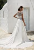 1 x Justin Alexander 'Aphrodite' Chiffon Bridal Gown - UK Size 16 - RRP £1,415