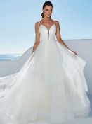 1 x Justin Alexander 'Bowie' Bridal Gown With Plunging Bikini Neckline - UK Size 12 - RRP £1,280