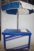 1 x Cambro Mobile BBQ Food Station With Parasol - Lightweight Plastic Design With Storage