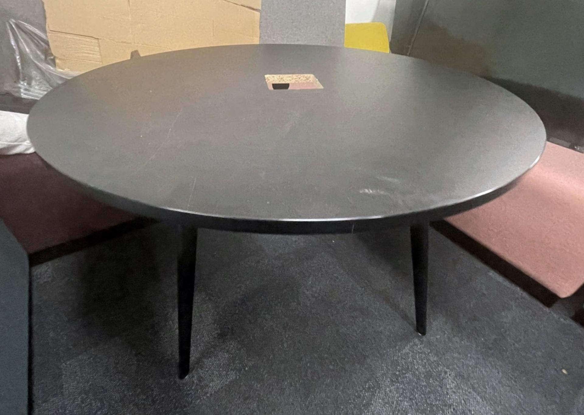 1 x Round 1.2-Metre Black Table With Centre Opening - To Be Removed From An Executive Office - Image 2 of 7