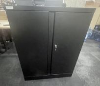 1 x SILVERLINE Lockable Metal Office Cabinet In Black, With Key - From An Executive Office