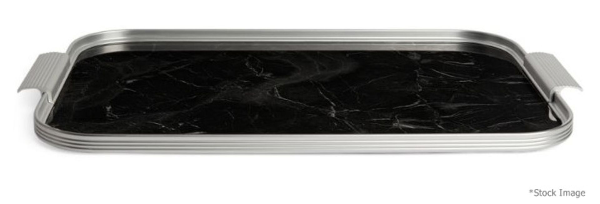 1 x KAYMET Silver Marble Serving Tray (40cm x 30cm) - Original Price £133.00 - Ex-Display - Ref:
