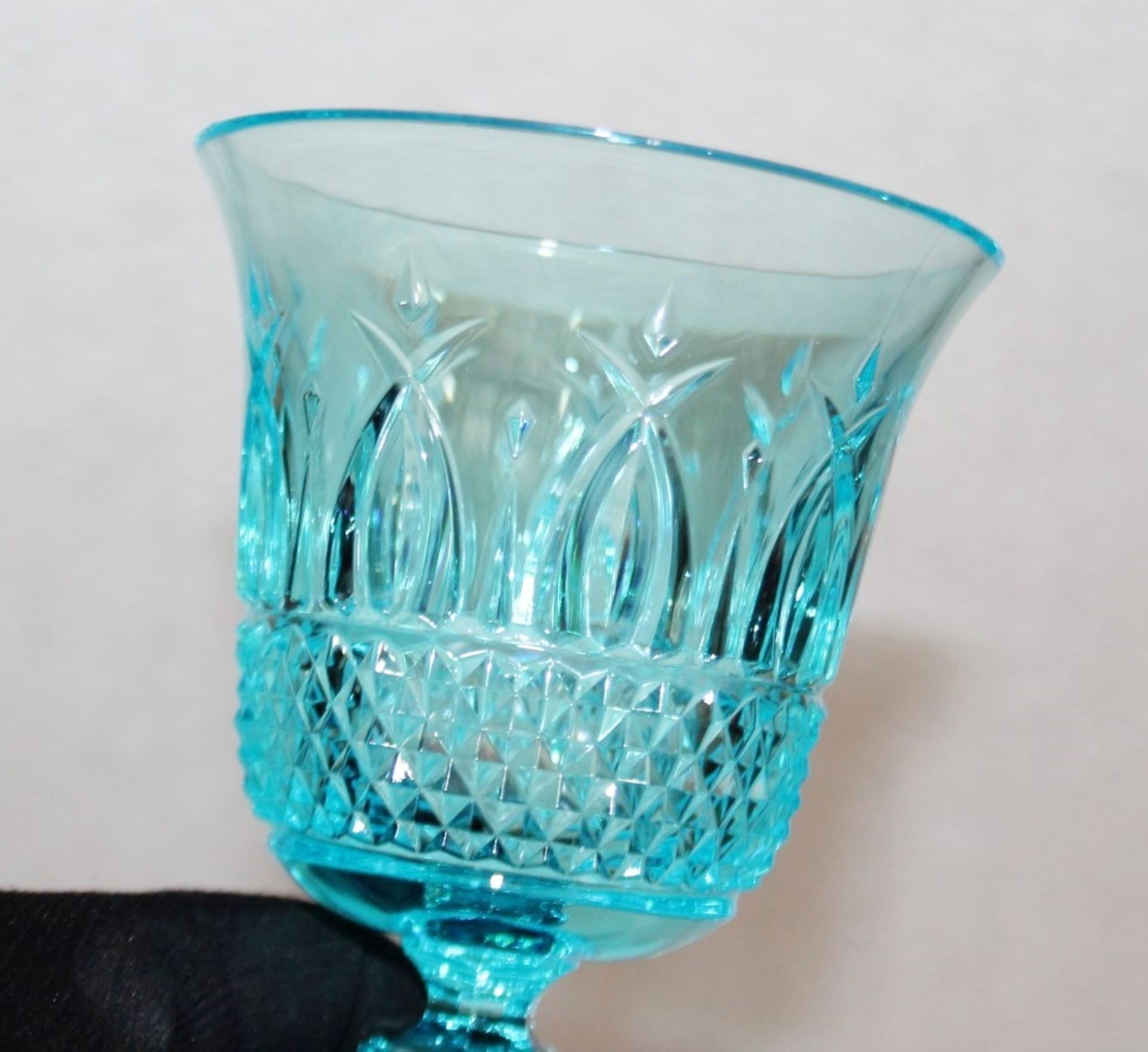 1 x Set of 6 x MARIO LUCA GIUSTI 'Italia' Synthetic Crystal Wine Goblets In Turquoise (180ml) - Image 6 of 9