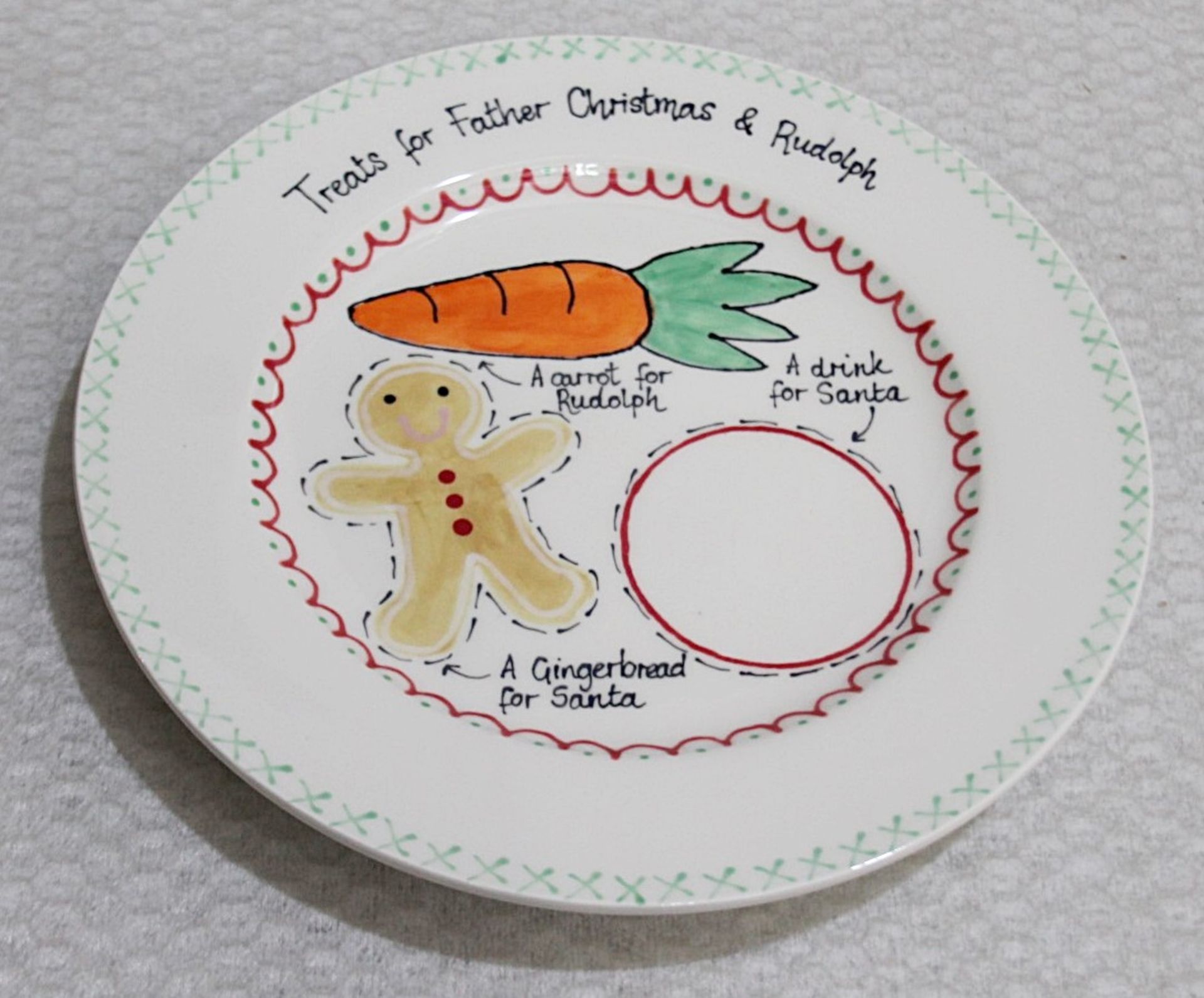 1 x JAYNE REDMOND 'Father Christmas Treats' Hand-painted Designer Plate (Ø24cm) - Image 2 of 5