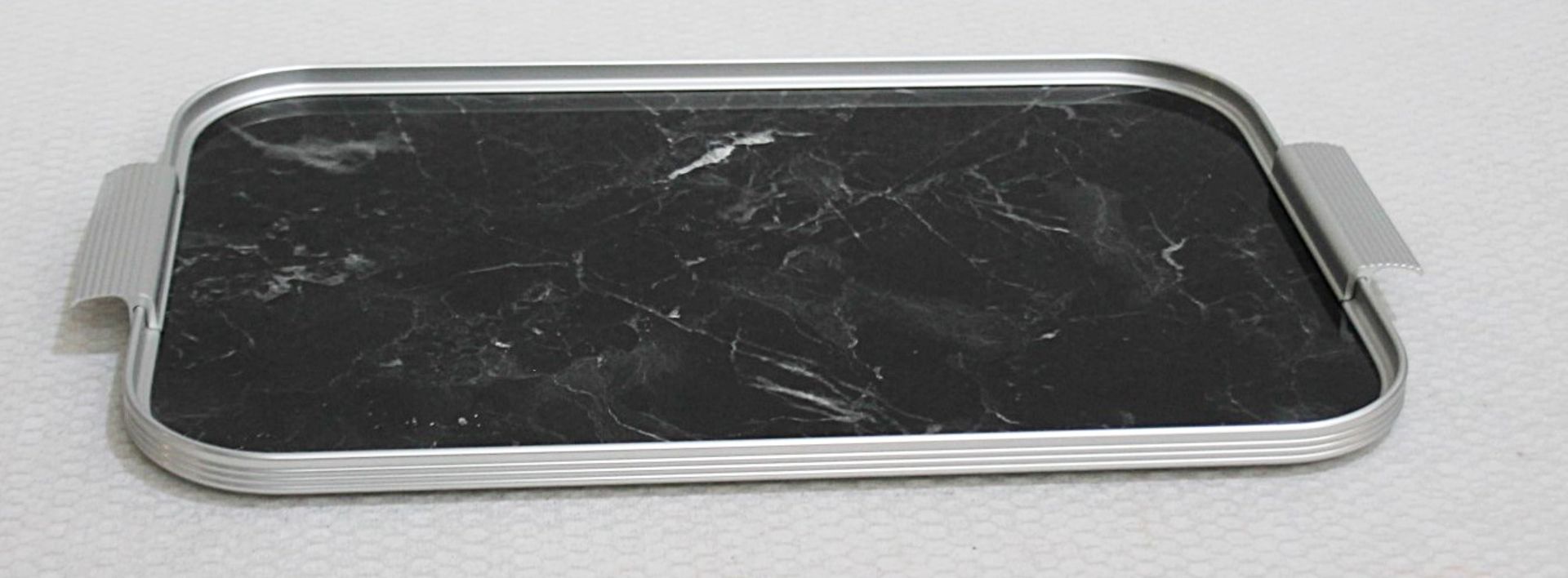 1 x KAYMET Silver Marble Serving Tray (40cm x 30cm) - Original Price £133.00 - Ex-Display - Ref: - Image 3 of 5