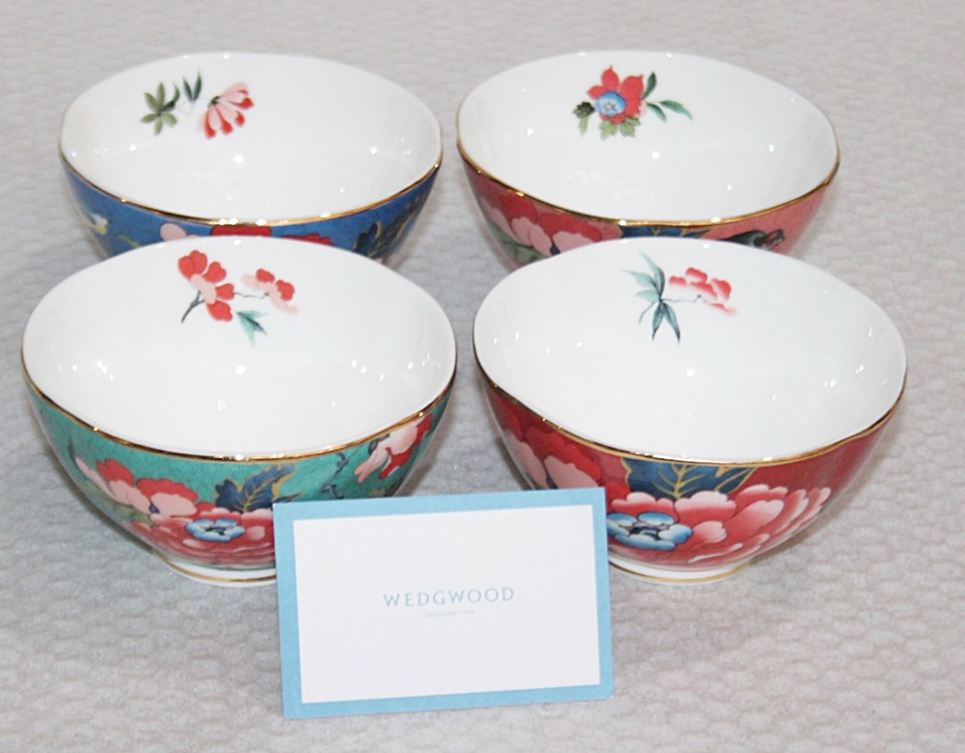 Set of 4 x WEDGWOOD 'Paeonia Blush' ine Bone Chine Bowls - Original Price £100.00 - Unused Boxed - Image 2 of 16