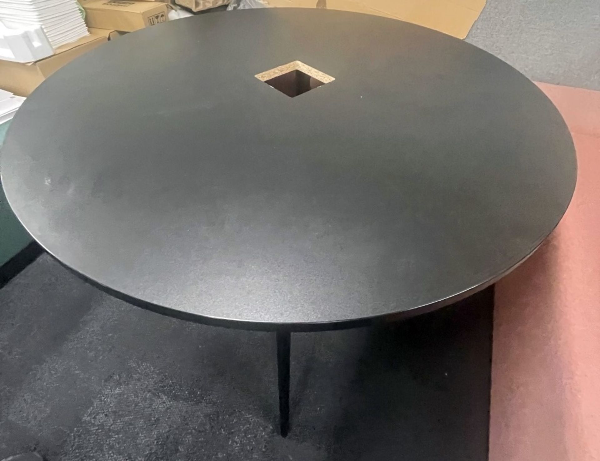 1 x Round 1.2-Metre Black Table With Centre Opening - To Be Removed From An Executive Office - Image 4 of 7