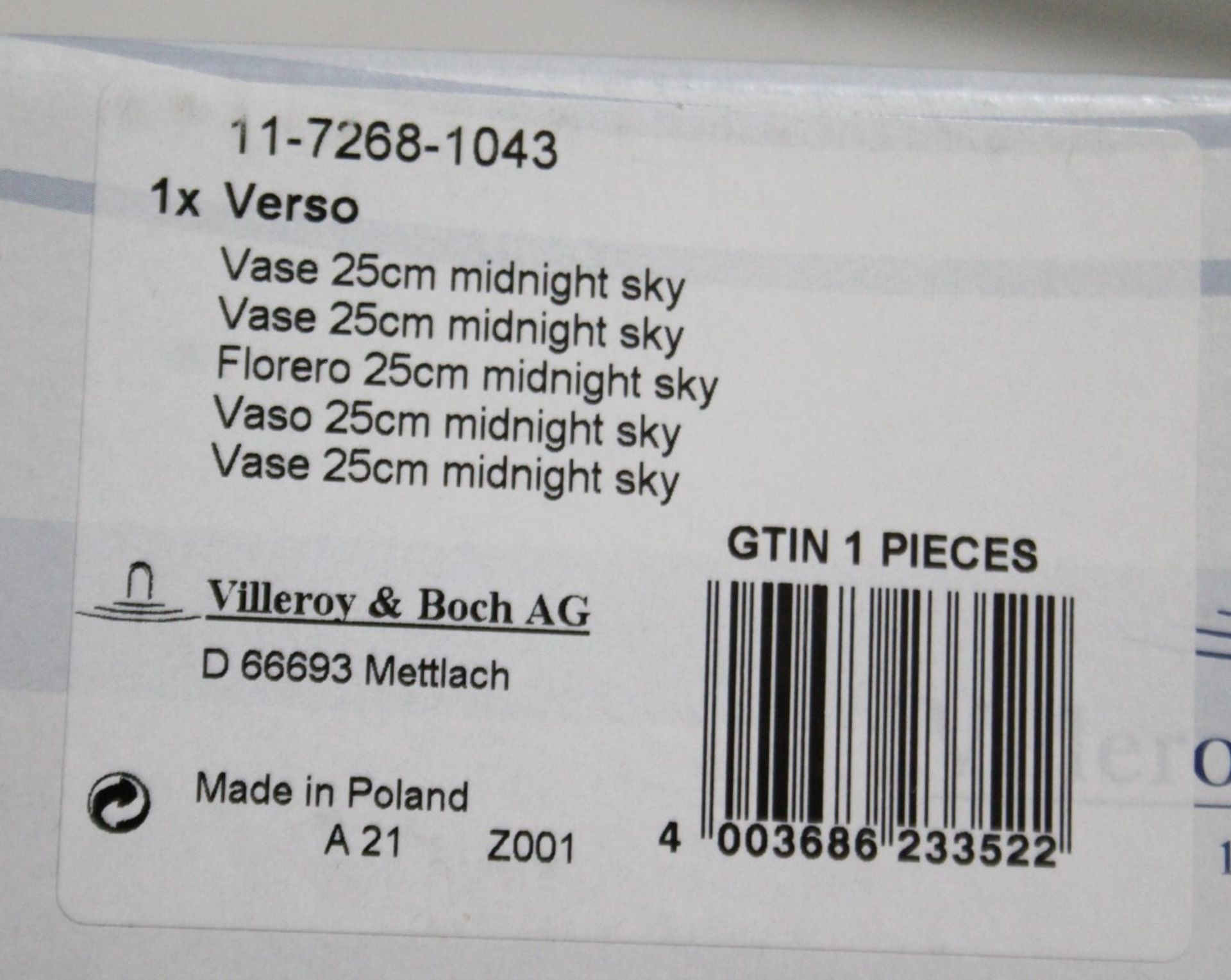 1 x VILLEROY & BOCH 'Verso' Glass Vase Midnight Sky (25cm) - Original Price £72.90 - Boxed Stock - Image 6 of 8