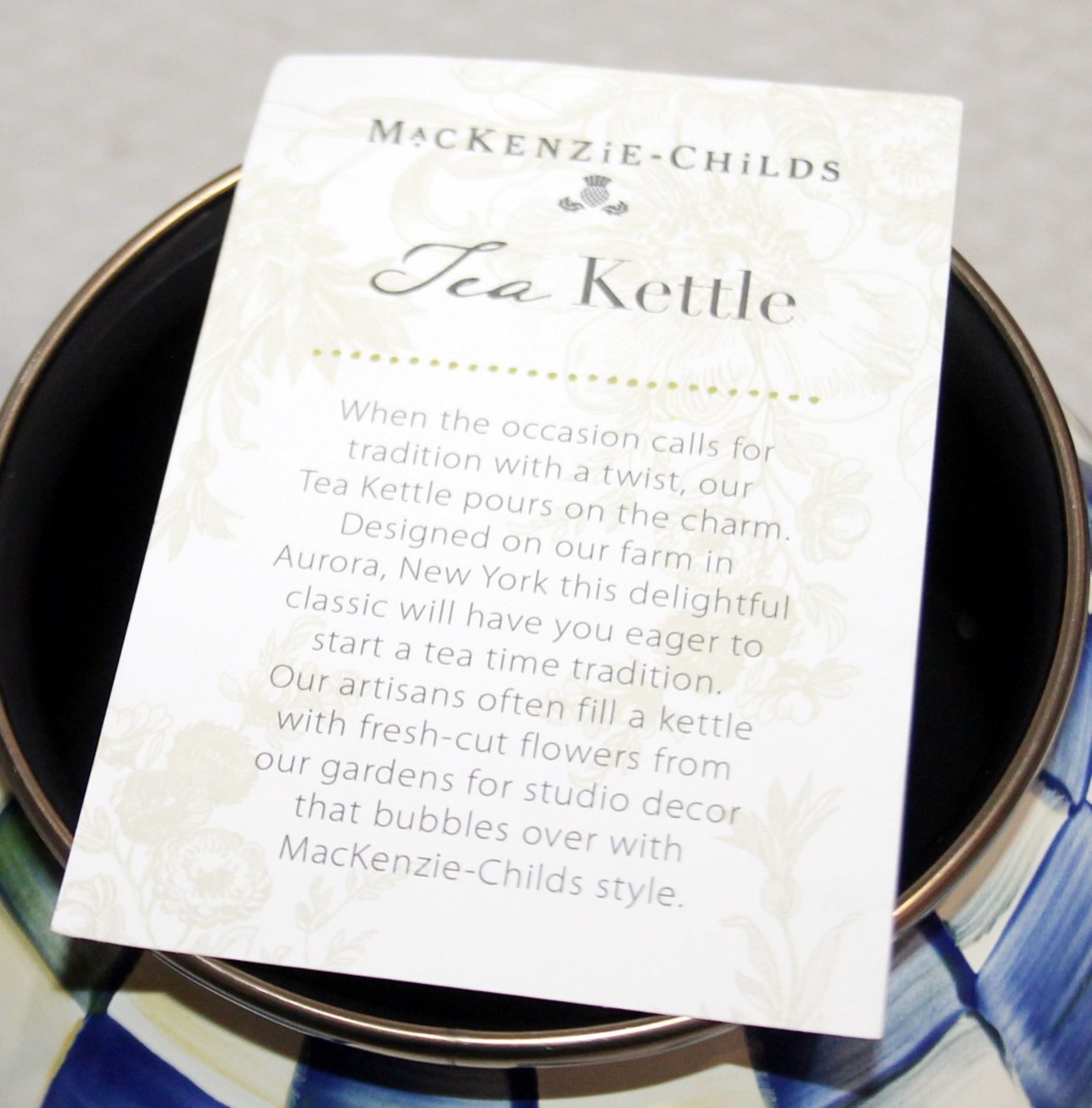 1 x MACKENZIE-CHILDS 'Royal Check' Hand-painted Tea Kettle - Original Price £153.00 - Image 7 of 12