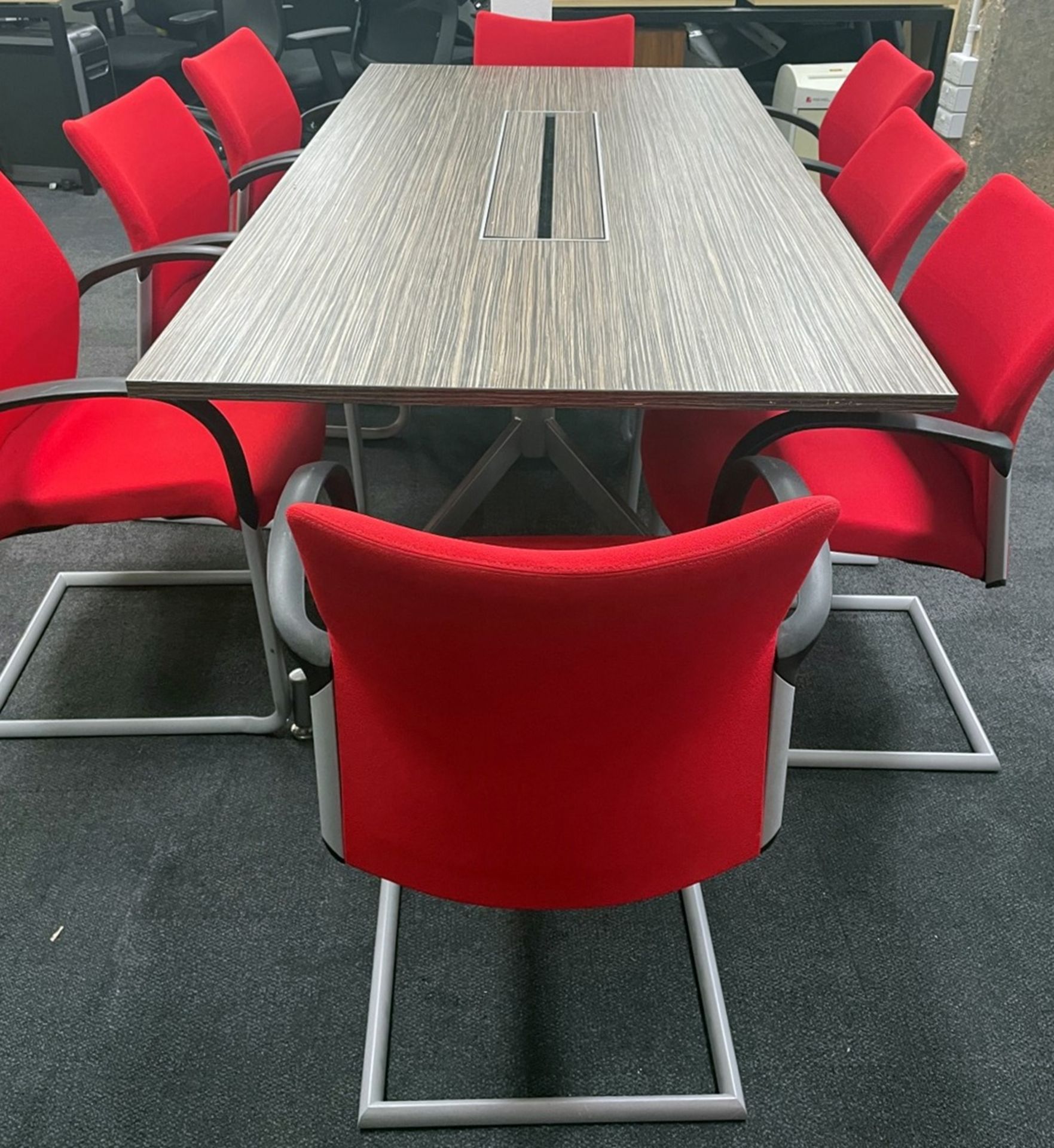 1 x 2-Metre Long Boardroom Table With 8 x Red Senator Chairs - To Be Removed From An Executive - Image 2 of 18