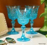 1 x Set of 6 x MARIO LUCA GIUSTI 'Italia' Synthetic Crystal Wine Goblets In Turquoise (180ml)