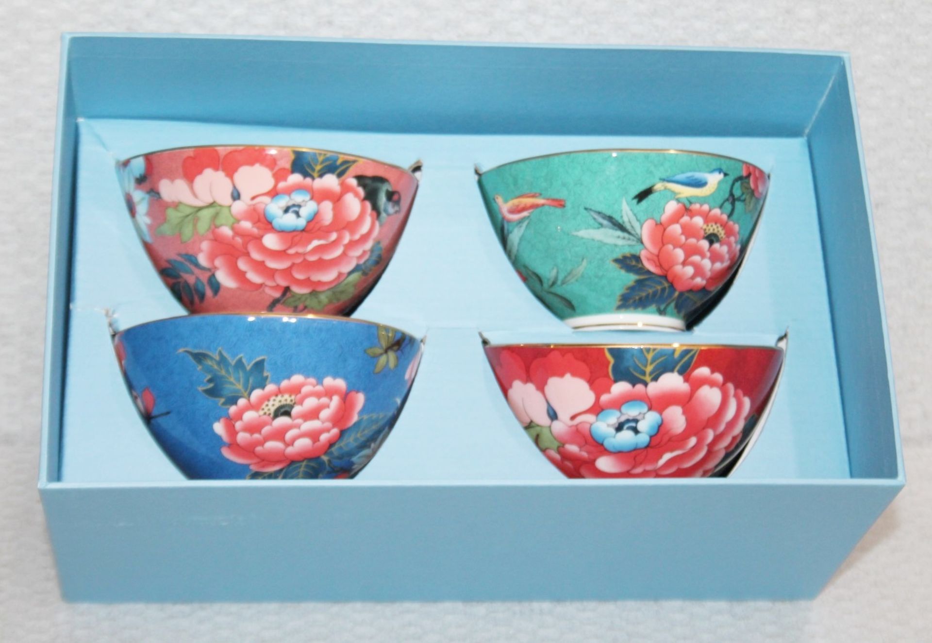Set of 4 x WEDGWOOD 'Paeonia Blush' ine Bone Chine Bowls - Original Price £100.00 - Boxed Stock - Image 2 of 12