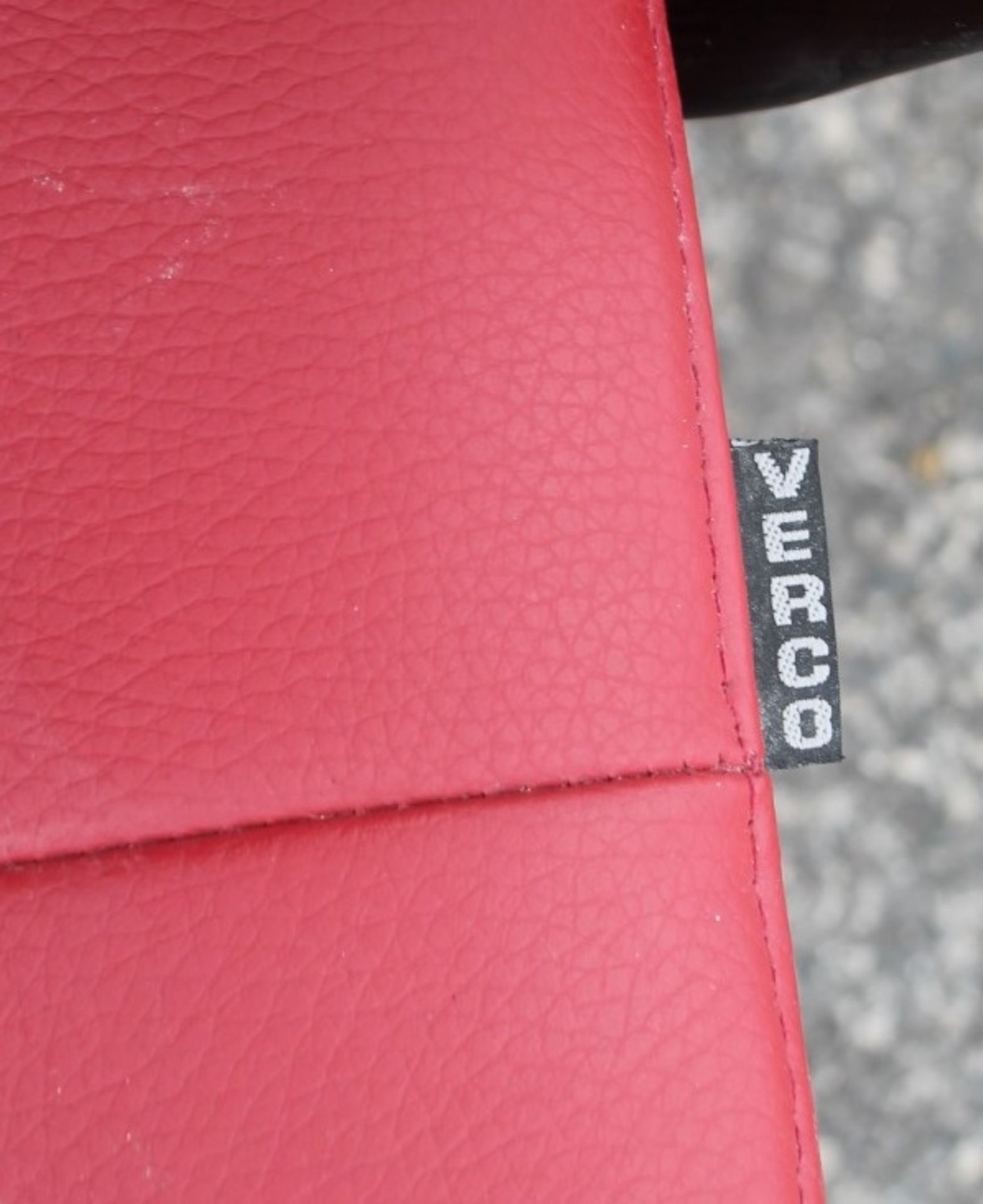 1 x VERCO Branded Gas Lift Swivel Chair Upholstered In A Red Faux Leather - Removed From An - Image 5 of 5
