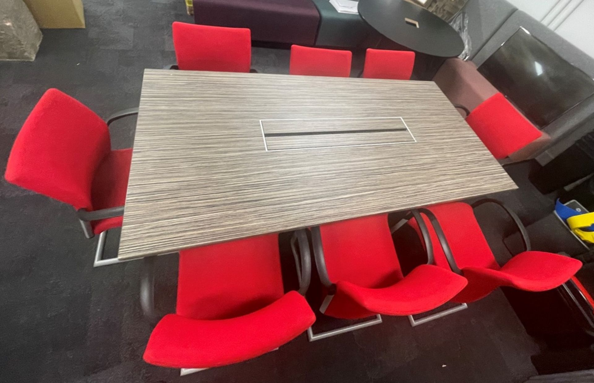 1 x 2-Metre Long Boardroom Table With 8 x Red Senator Chairs - To Be Removed From An Executive - Image 3 of 18