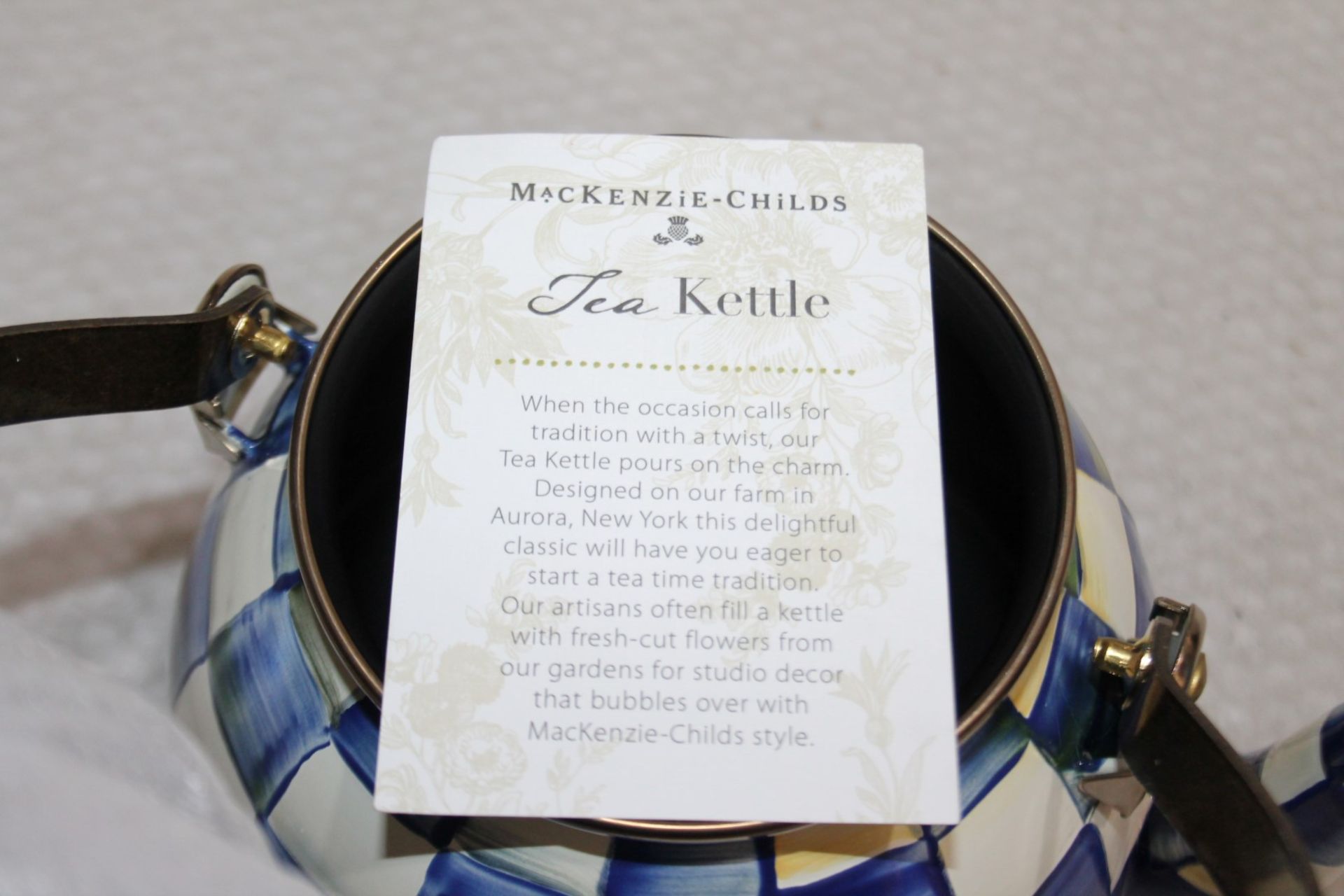 1 x MACKENZIE-CHILDS 'Royal Check' Hand-painted Tea Kettle - Original Price £153.00 - Image 6 of 12