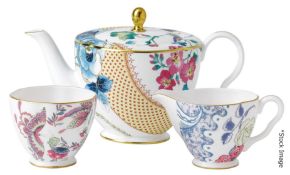 1 x WEDGWOOD 'Butterfly Bloom' Fine Bone China Teapot, Creamer And Sugar Bowl Set - RRP £195.00