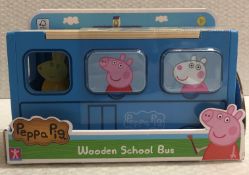 1 x Peppa Pig Wooden School Bus - New/Boxed - HTYS344 - CL987 - Location: Altrincham WA14 - RRP: £