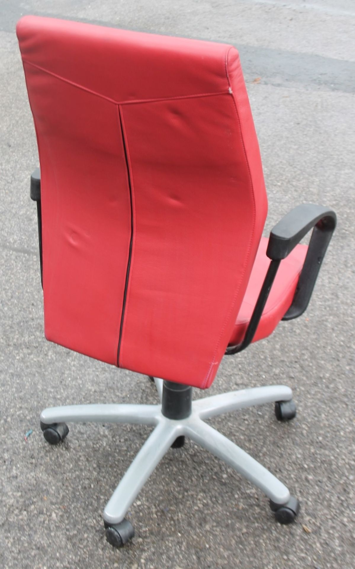1 x VERCO Branded Gas Lift Swivel Chair Upholstered In A Red Faux Leather - Removed From An - Image 2 of 5