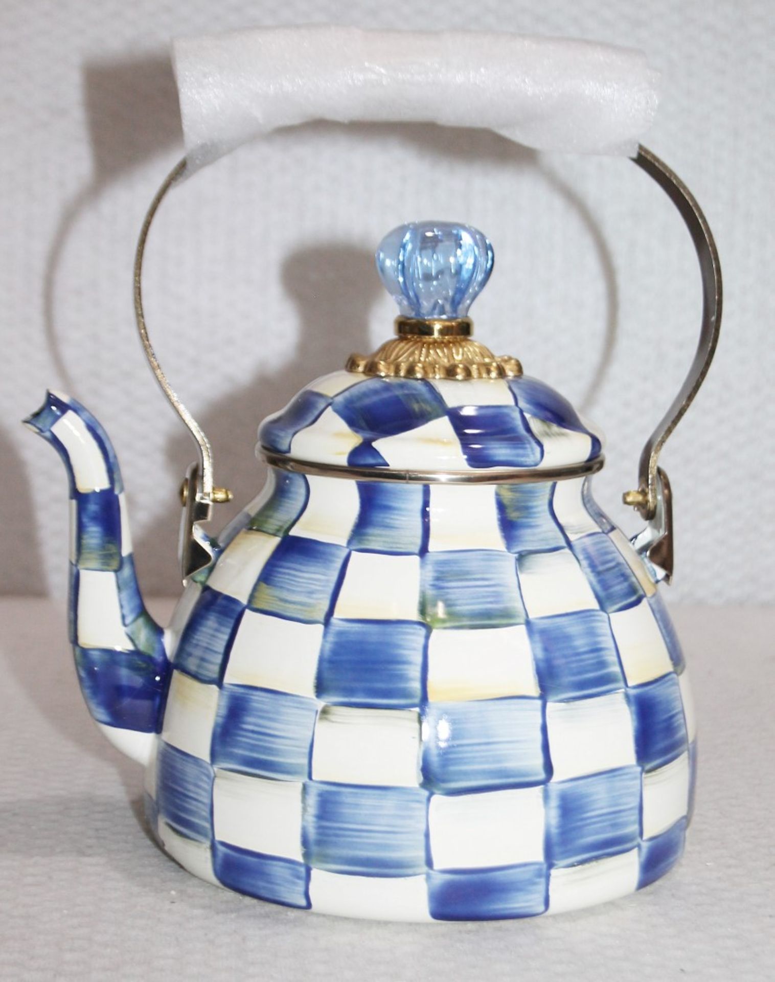 1 x MACKENZIE-CHILDS 'Royal Check' Hand-painted Tea Kettle - Original Price £153.00 - Image 9 of 12