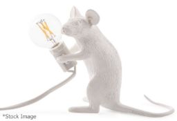 1 x SELETTI Standing Mouse Table Lamp In White - Original Price £63.00 - Unused Boxed Stock - Ref: