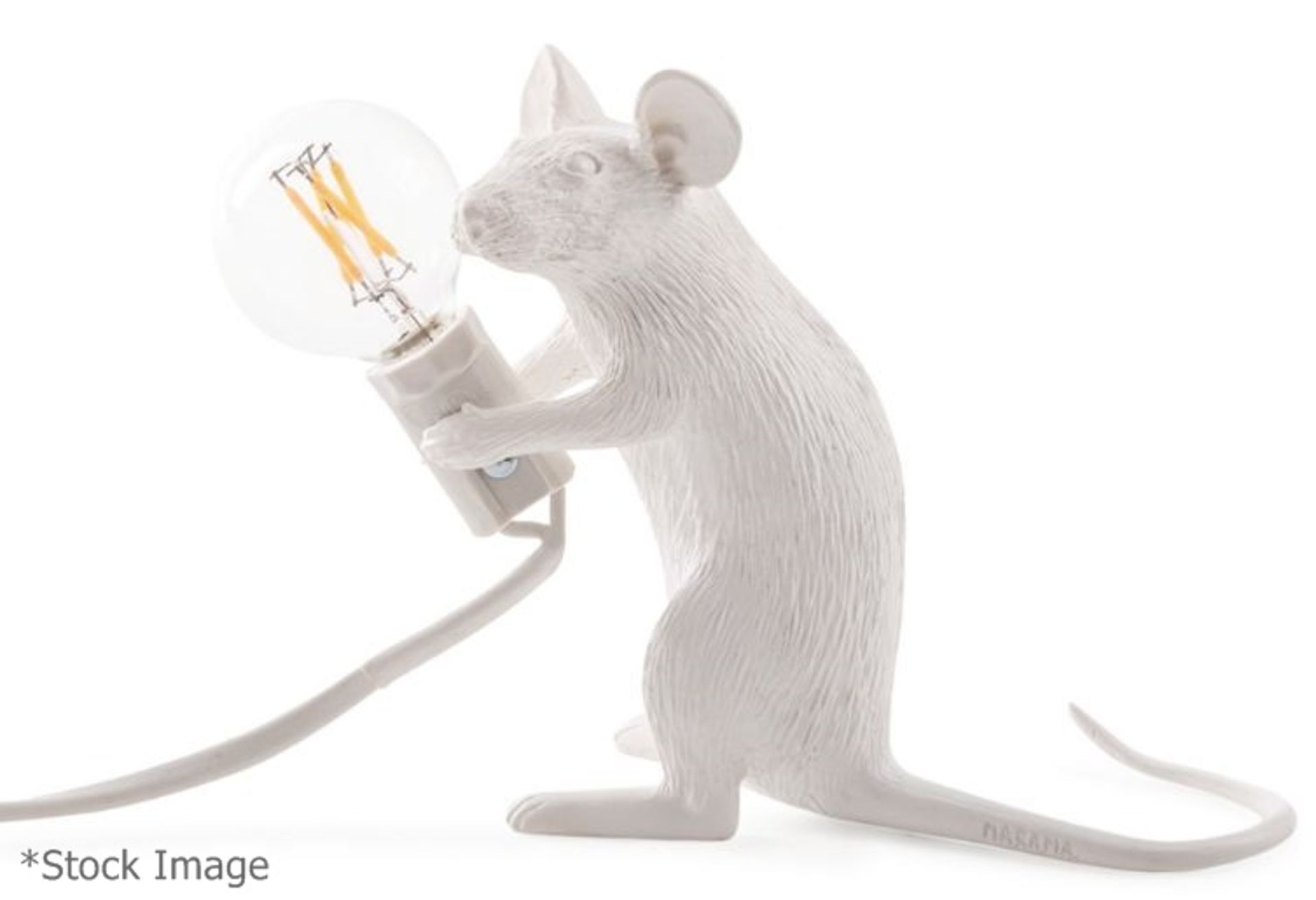 1 x SELETTI Standing Mouse Table Lamp In White - Original Price £63.00 - Unused Boxed Stock - Ref: