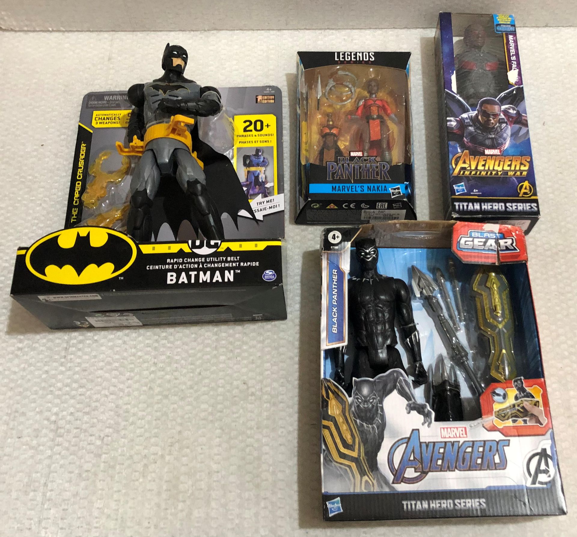 4 x Superhero Action Figures - Batman, Black Panther, Falcon & Nakia - New/Boxed - HTYS333 - CL987 - - Image 2 of 6