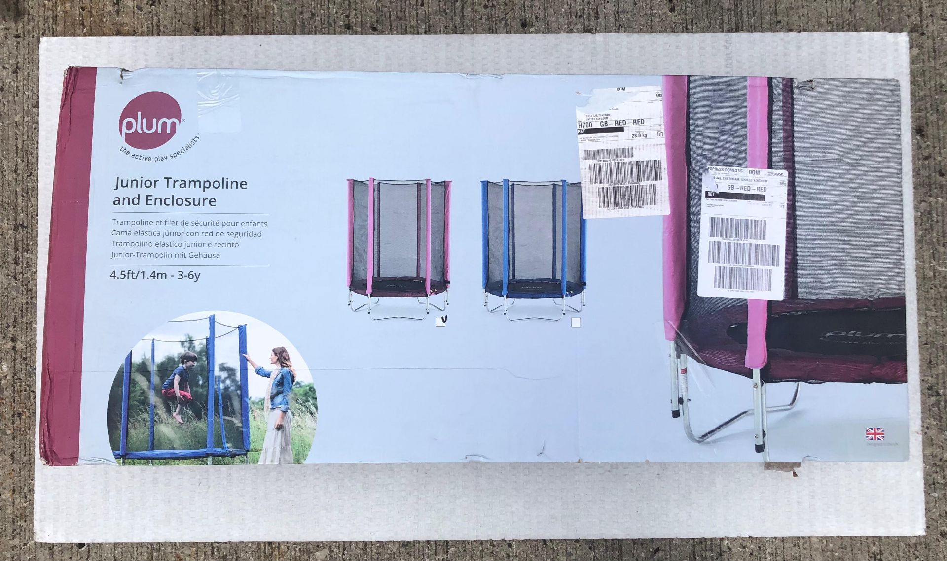 1 x Plum 1.4m/4.5ft Junior Trampoline and Enclosure in Pink - New/Boxed - Image 2 of 5