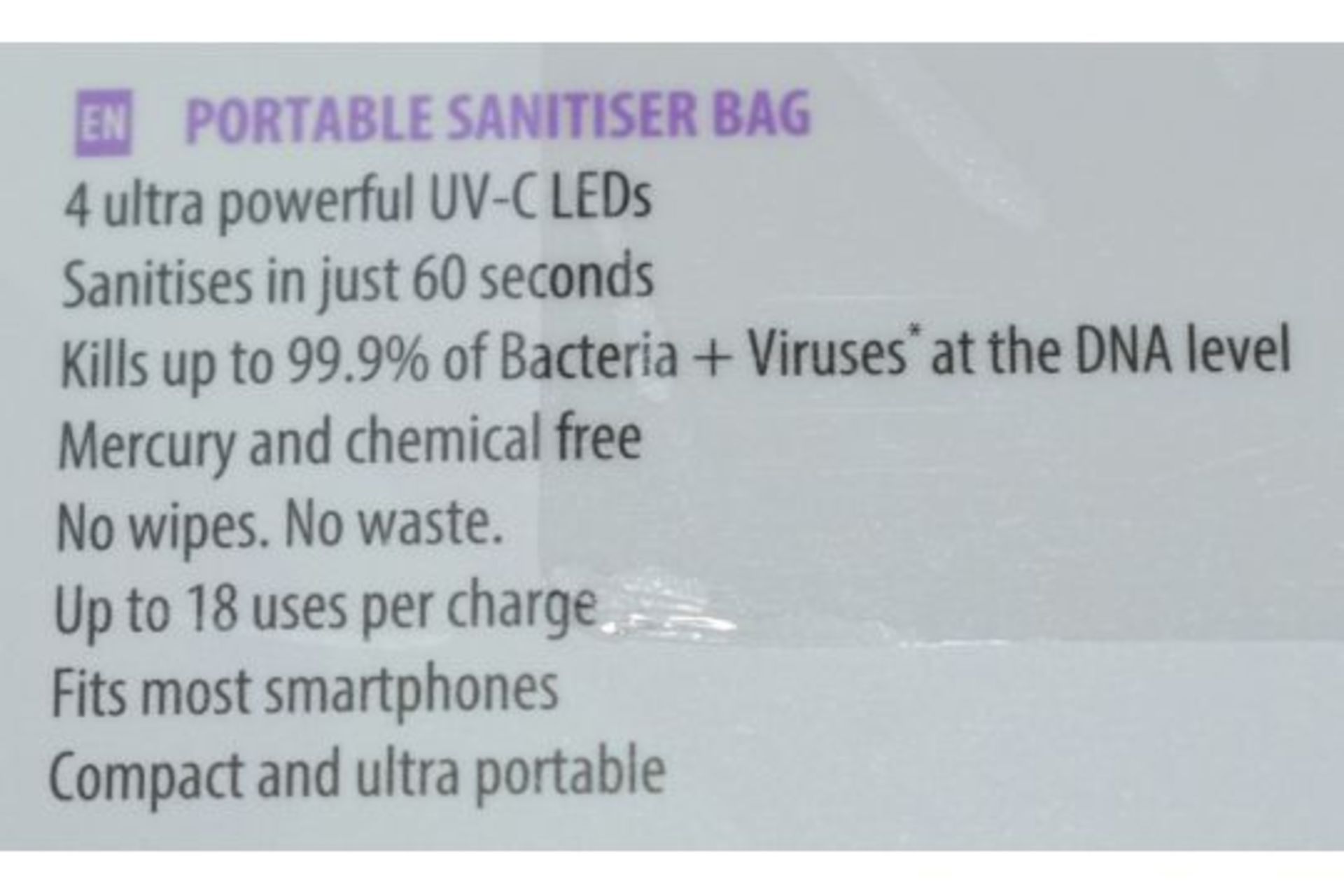 1 x Homedics UV Clean Portable Sanitiser Bag - Kills Upto 99.9% of Bacteria & Viruses in Just 60 - Image 6 of 24