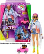 1 x Barbie Extra Doll #5 in Long Fringe Denim Jacket - New/Boxed - HTYS303 - CL987 - Location: