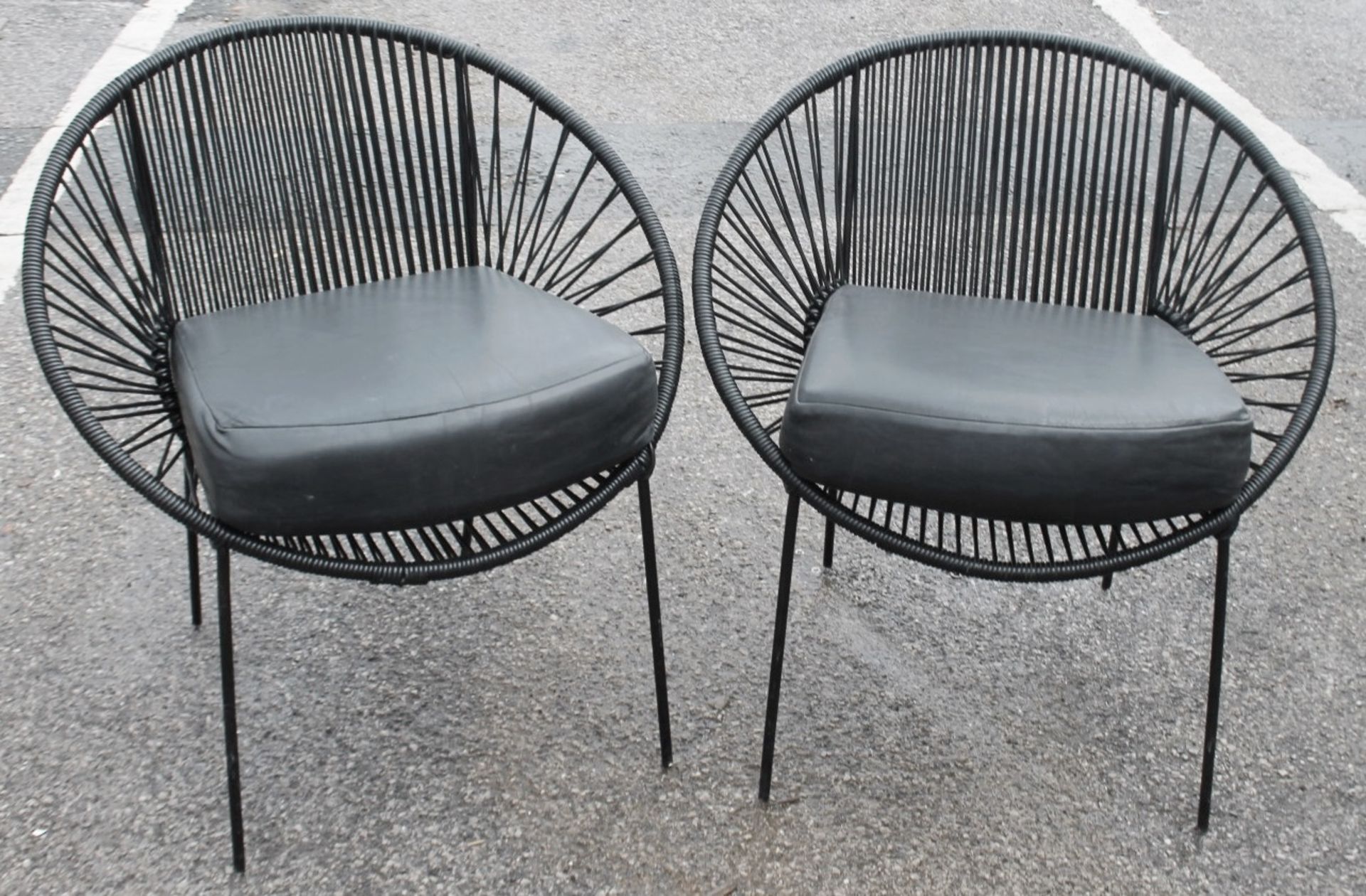 3 x Round Black Wire Bistro Patio Egg Chairs - Removed From A Commercial Environment - Ref: HAS689 - - Image 6 of 7