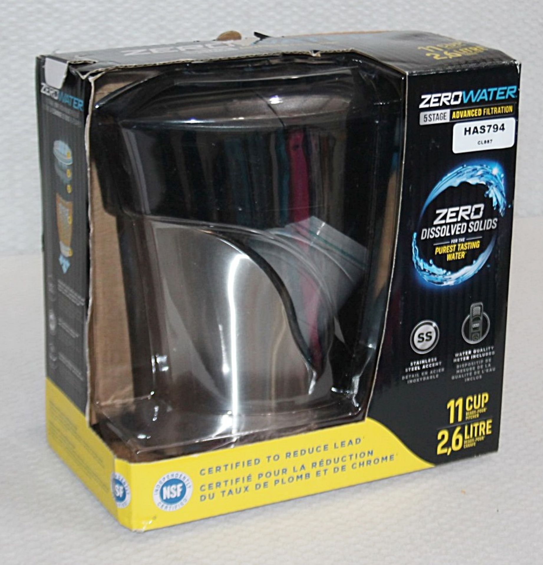 1 x ZEROWATER Stainless Steel 11-Cup Water Filter Jug (2.5L) - Original Price £49.99 - Ex-display - Image 2 of 12