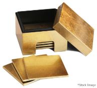 POSH TRADING COMPANY Luxury Set Of 8 x Gold Leaf Coasters In Coastbox - Original Price £260.00