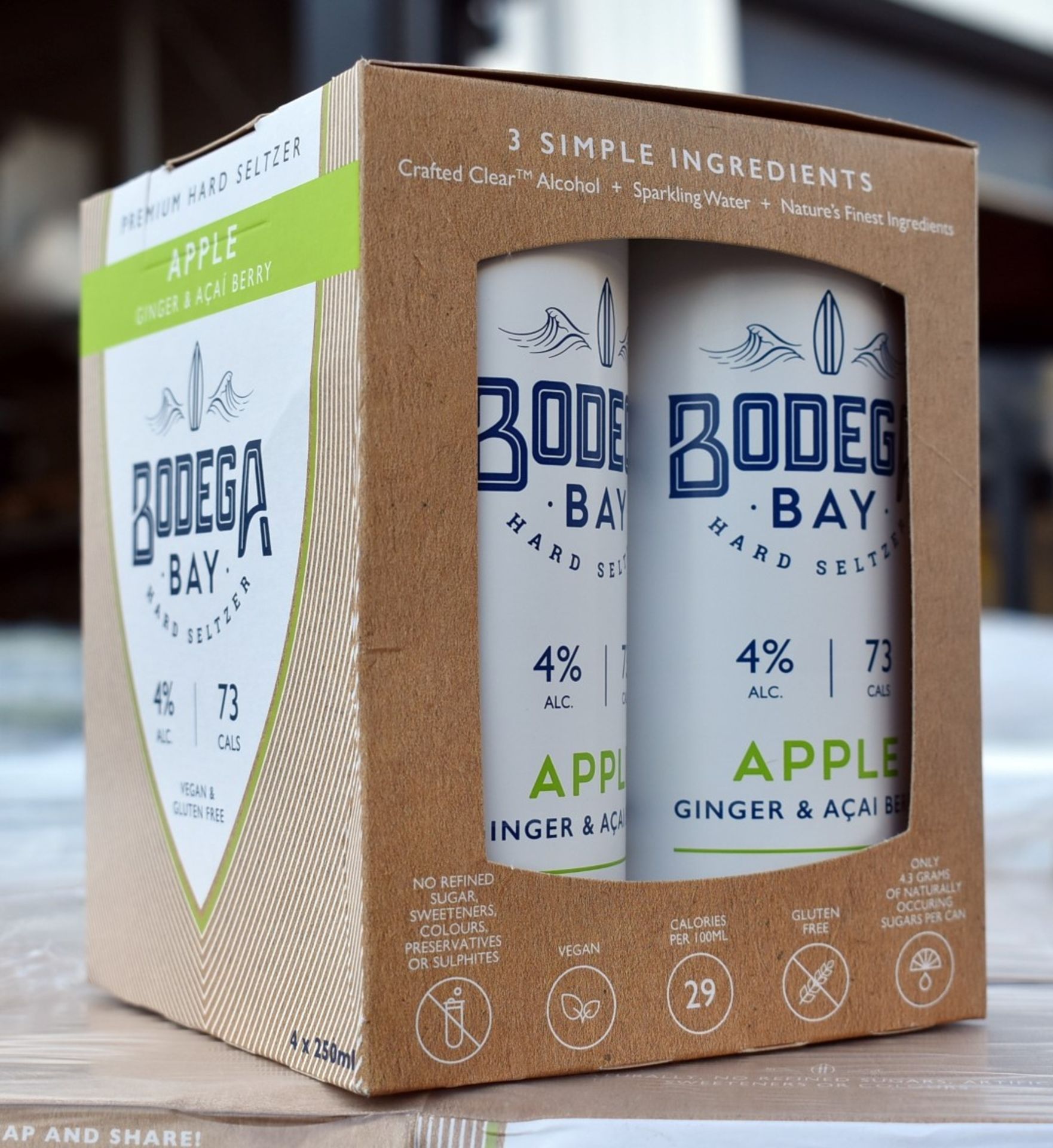 24 x Bodega Bay Hard Seltzer 250ml Alcoholic Sparkling Water Drinks - Apple Ginger & Acai Berry - 4% - Image 7 of 9