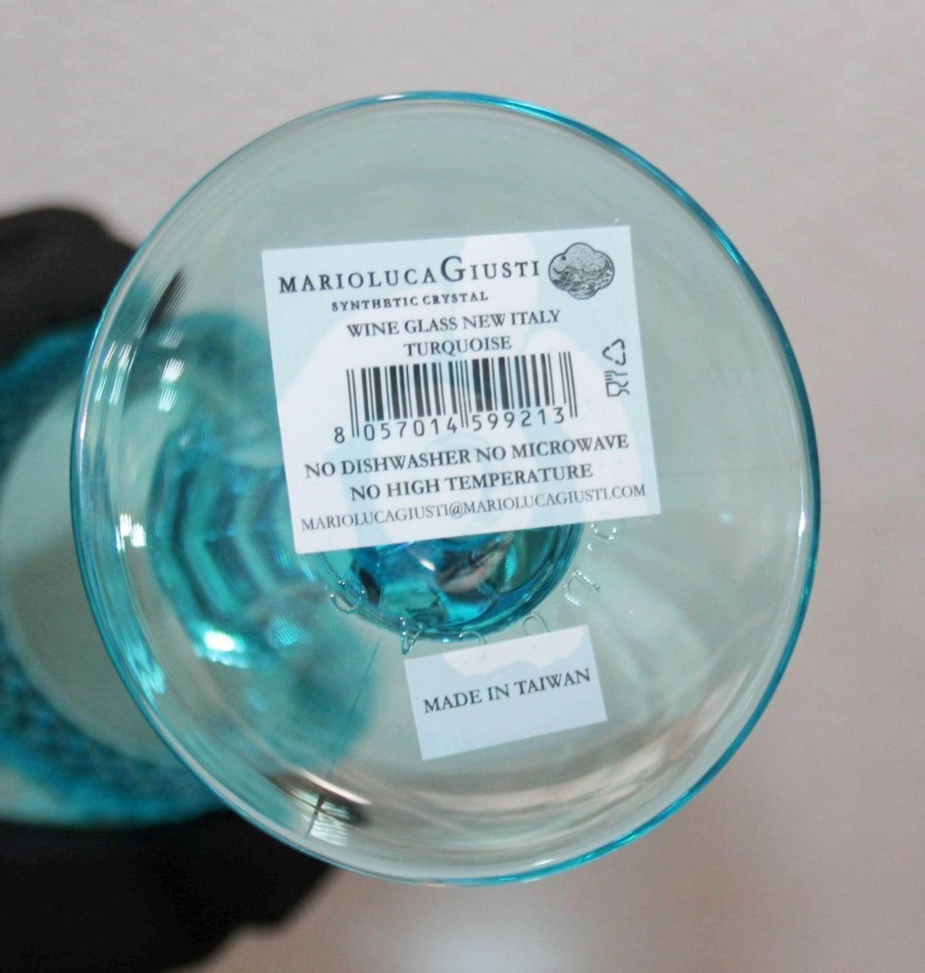 1 x Set of 6 x MARIO LUCA GIUSTI 'Italia' Synthetic Crystal Wine Goblets In Turquoise (180ml) - Image 8 of 9