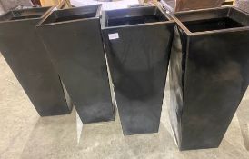 4 x Tall Black Gloss Planters - Size: 400 x 400 x 950mm