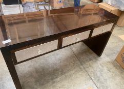 1 x Mahogany Dressing / Writing Table With a High Gloss Finish and Cream Drawer Fascia's