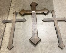 3 x Large Wooden Crucifix Crosses