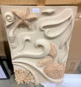 1 x Wall Sculpture Depicting Sea Creatures on Sand - Signed by Original Artist - Size: 600 x 900mm